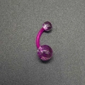 Purple acrylic belly button ring with sparkling glitter accents and curved barbell design - Transparent Purple Glitter Belly Ring (JE1597D)