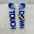 Détail des boucles d'oreilles casque de football américain bleu à paillettes Touchdown - Style Casque de Football à Paillettes Bleu (JE1535C)