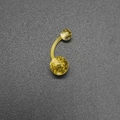 Golden glitter navel piercing jewelry with acrylic UV bar and sparkling belly ring studs - Transparent Gold Sequin Belly Ring (JE1597F)