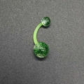 Green glitter acrylic belly button ring with UV curved barbell for body piercing - Transparent Green Sequin Belly Ring (JE1597G)