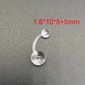 Transparent acrylic UV belly button ring with glitter balls and 1.6x10mm flexible bar - All Transparent Soft Glue Belly Ring (JE1351I)
