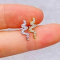 Elegant pair of gold and silver snake stud earrings with shimmering cubic zirconia stones - Snake Shape (JE1653Q)