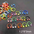 Détail de piercings fer à cheval en acrylique de 1,2 mm avec motifs tourbillons colorés - Anneaux Fer à Cheval Spirale Style Mixte (JE0244D)