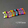 Détail des piercings courbés en acrylique UV coloré 1,2x8x3mm pour sourcils et lèvres - Clous de Sourcil Courbés Couleurs Mixtes (JE0244E)