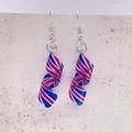 Spiral acrylic dangle earrings with Union Jack British flag pattern and silver hooks - Spiral Flag Style-UK