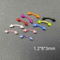 Détail de bijoux de piercing courbés en acrylique coloré avec pointes de 1,2x8x3mm - Clous de Sourcil à Pointes Style Mixte (JE0244I)