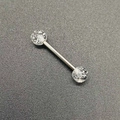 Barbell de piercing en acrylique brillant avec boules pailletées et tige en acier - 1.6*16*5+5mm / Blanc (JE1596A)