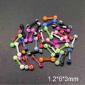 Vue macro de bijoux de piercing UV de 1,2 mm avec billes en acrylique colorées - Clous de Cartilage Imprimés Style Mixte (JE0244O)