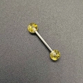 Piercing barbell en acrylique avec boules à paillettes dorées et tige en acier - 1.6*16*5+5mm / Jaune (JE1596C)
