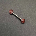 Bijou de piercing avec boules en acrylique scintillant et barre en acier inoxydable - 1.6*16*5+5mm / Rouge (JE1596E)