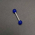 Piercing en acrylique bleu pailleté avec barre droite en acier inoxydable poli - 1.6*16*5+5mm / Bleu Foncé (JE1596O)