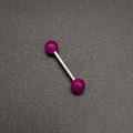 Bijou de corps barbell avec tige en acier inoxydable et billes acryliques violet foncé - 1.6*16*5+5mm / Violet Foncé (JE1596P)