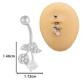 Silver stainless steel cherry belly button ring with AAA zircon dangling pendant - Silver Cherry Style (JE1616A)