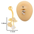 Gold cherry navel ring with AAA zircon inlay and precise dimensions of 1.48cm by 1.12cm - Golden Cherry Style (JE1616B)