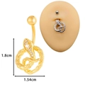 Snake belly button ring with AAA zircon in gold finish and size dimensions - Golden Snake Style (JE1616D)