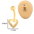 Golden belly button ring with AAA zircon heart pendant and precise size measurements - Golden Heart Style (JE1616F)