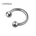 Silver stainless steel circular barbell piercing ring 1.2x8x3mm with ball ends - Horseshoe Ring Ball Style (JE0016) / 1.2*8*3mm