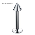 16G ασημί σκουλαρίκι labret από ατσάλι με μπάρα 8mm και κωνική κορυφή 3mm - Σκουλαρίκι Χείλους Επίπεδη Πλάτη Στυλ Κώνος (JE0086)