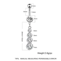 Bauchnabelpiercing aus Edelstahl mit lang mit fünf klaren runden Zirkonia Anhängern - Silber Fünf Runde Zirkonia Anhänger (JE0069A)