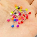 Colorful acrylic barbell piercing set with various vibrant beads and metal bars - C# Solid Color Round Head Ear Bone Stud