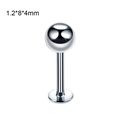 Piercing labret από χειρουργικό ατσάλι με ασημένια μπίλια 1.2x8x4mm και επίπεδη βάση - Μεγάλο Σκουλαρίκι Χείλους Επίπεδη Πλάτη Μπάλα (JE0110K)