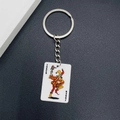 Macro view of Joker acrylic keychain charm with silver metal link and ring attachment - Joker Style (JE1662H)