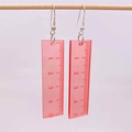 Boucles d'oreilles créatives en acrylique rouge forme règle avec motif léopard - Style Règle Rouge (JE177A)
