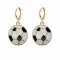 Detail of soccer ball charms with black and white enamel finish and gold-tone hooks - Black And White Soccer (Enamel Style) (JE1663D)