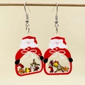 Orecchini a cerchio di Babbo Natale in acrilico con paillettes e ganci in metallo - Stile Babbo Natale (JE1523D)