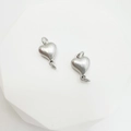 Silver brushed heart magnetic clasp connectors for DIY bracelets and necklaces jewelry - 12*9*4mm / White Gold