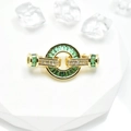 Exquisite gold-plated DIY jewelry clasp with micro-set green emerald-cut gemstones - 15mm / Gold