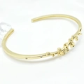 18k gold plated open bangle with micro-set floral patterns and zircon accents - Plum Leaf Pearl (Gold) / Gold