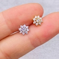 Flower-shaped stainless steel ear stud with micro-set zircon in silver and gold - Sunflower Shape (JE1653C) / Silver