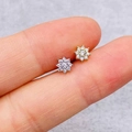 Sparkling gold and silver flower stud earrings with micro-inlaid zircon crystals - Eight-Pointed Star Shape (JE1653D) / Silver