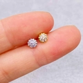 Pair of flower cluster stud earrings with zircon micro-paving in gold and silver finish - Flower Cluster Shape (JE1653F)