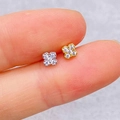 Delicate gold and silver flower stud earrings with sparkling cubic zirconia inlay - Four-Petal Flower Shape (JE1653G)