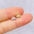 Minimalist gold and silver arched zircon stud earrings set for ear cartilage piercings - Half-Moon Rainbow Shape (JE1653H)
