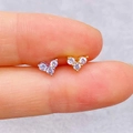 Two heart-shaped ear studs in gold and silver finish with clear zircon stones - Heart Shape (JE1653J)