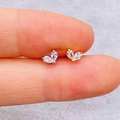 Minimalist heart leaf stud earrings in gold and silver finish with zircon stones - Heart Leaf Shape (JE1653L)