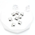 Polished silver heart charms for DIY jewelry making in a set of seven pieces - 8mm / White Gold