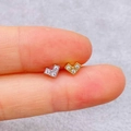 Mini heart-shaped ear studs with micro-pave zircon in gold and silver finishes - V-Shape Heart Shape (JE1653N)
