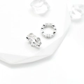 S925 silver finish hollow square spacers with zircon inlay for DIY jewelry making - 10mm / White Gold