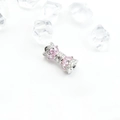 Exquisite silver bow necklace clasp with pink pear-shaped zircon and white micro-pave stones - White Zirconia / White Gold