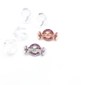 Micro-paved zirconia toggle clasp for pearl necklaces in rose gold and silver finishes - Red Corundum Style (18*6mm) / White Gold