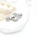 Silver-plated square zircon necklace clasp for pearl jewelry connections - White Gold