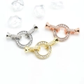 Sparkling zircon paved round jewelry connector clasps in gold, silver and rose gold finishes - 15mm Disc Clasp / Silver