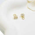 14K gold plated rose flower pendant with zircon stones on minimalist ceramic display - 8*7mm / Gold