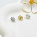 Three pavé cubic zirconia wheel beads in gold and silver finish for DIY jewelry - Triple Layer Zirconia Style / White Gold