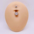 Surgical steel belly button ring with crown pendant and clear AAA cubic zirconia - 1.6*10*5mm / Silver Crown Style (JE1658C)