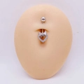 Piercing de nombril en acier avec pendentif cœur, nœud et pierres de zircone AAA - 1,6*10*5mm / Style Nœud Cœur Argent (JE1658E)